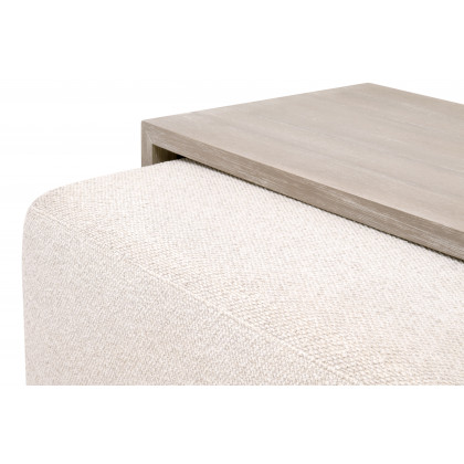 Essentials - Traditions Dovetail Upholstered Coffee Table in LiveSmart Gellar-Linen, Natural Gray Acacia