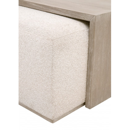 Essentials - Traditions Dovetail Upholstered Coffee Table in LiveSmart Gellar-Linen, Natural Gray Acacia