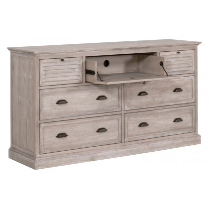 Essentials - Traditions Eden 7-Drawer Media Dresser in Natural Gray Acacia