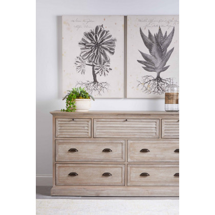 Essentials - Traditions Eden 7-Drawer Media Dresser in Natural Gray Acacia