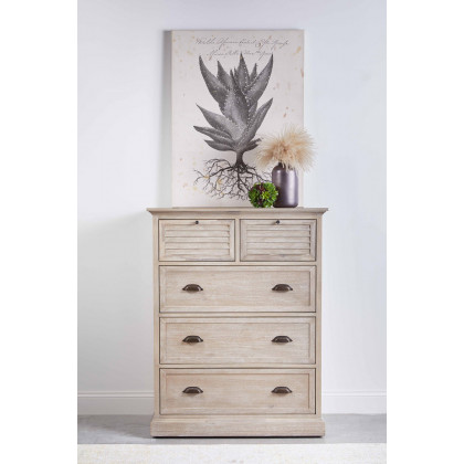Essentials - Eden 5-Drawer High Chest in Natural Gray Acacia