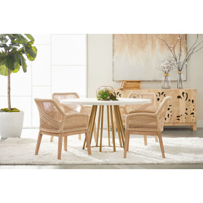 Essentials Traditions Turino 54" Round Dining Table Concrete Top - White Concrete