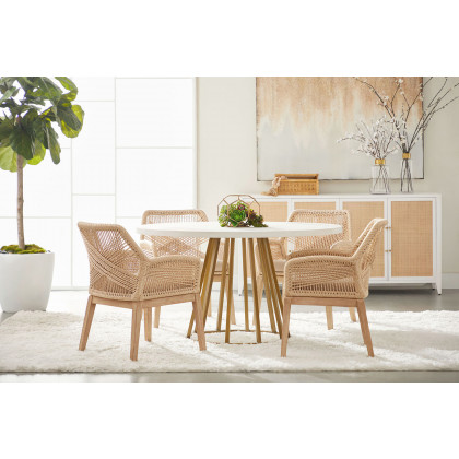 Essentials Traditions Turino 54" Round Dining Table Concrete Top - White Concrete
