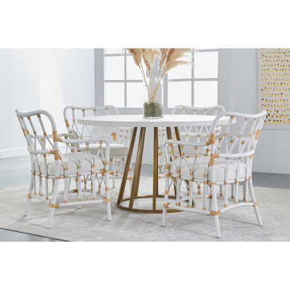 Essentials Traditions Turino 54" Round Dining Table Concrete Top - White Concrete