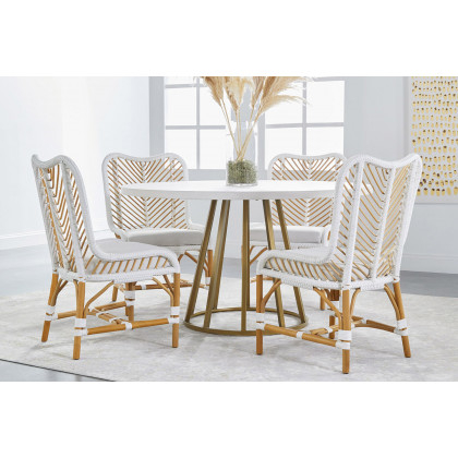 Essentials Traditions Turino 54" Round Dining Table Concrete Top - White Concrete