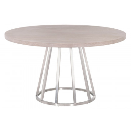 Essentials Traditions Turino 54" Round Dining Table Wood Top - Natural Gray