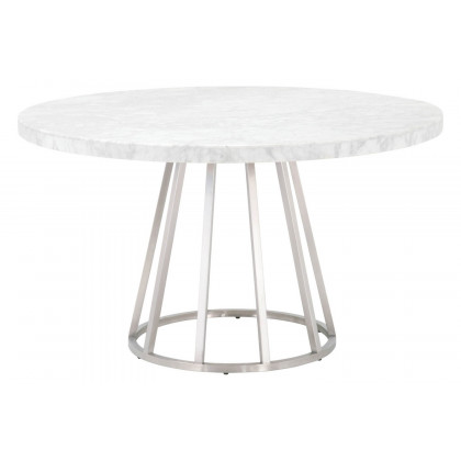 Essentials Traditions Turino 54" Round Dining Table Carrera Top - White Carrera Marble