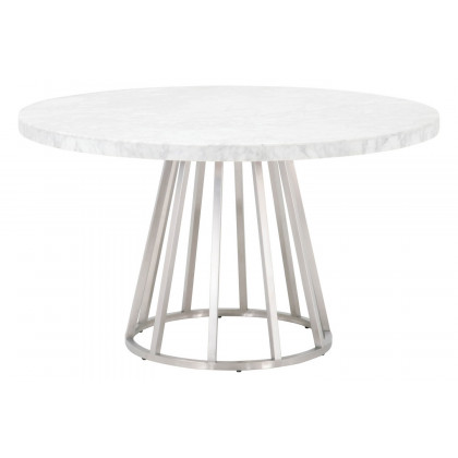 Essentials Traditions Turino 54" Round Dining Table Carrera Top - White Carrera Marble