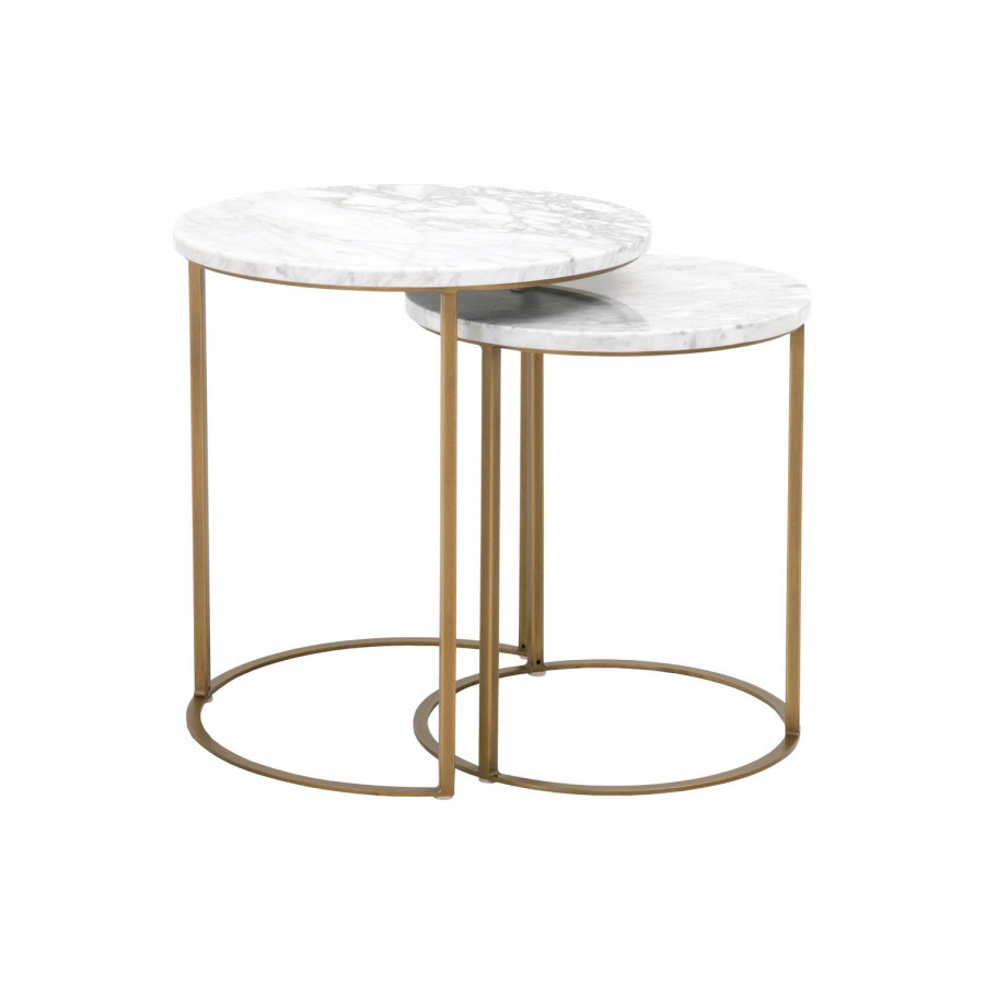 Essentials - Traditions Carrera Round Nesting Accent Table in Brushed Gold