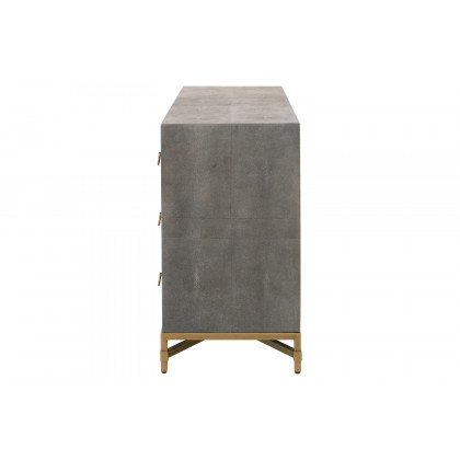 Essentials Traditions Strand Shagreen 6-Drawer Double Dresser - Gray Shagreen, Brushed Gold
