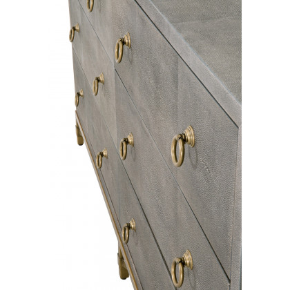 Essentials Traditions Strand Shagreen 6-Drawer Double Dresser - Gray Shagreen, Brushed Gold