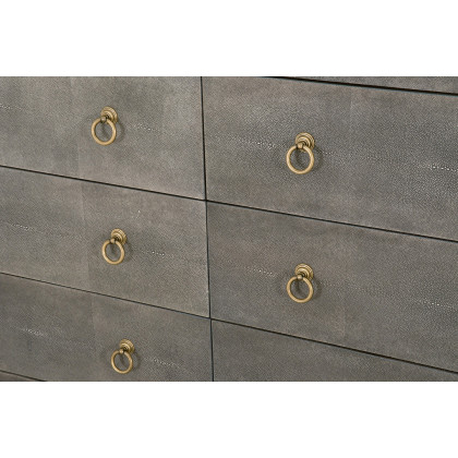 Essentials Traditions Strand Shagreen 6-Drawer Double Dresser - Gray Shagreen, Brushed Gold