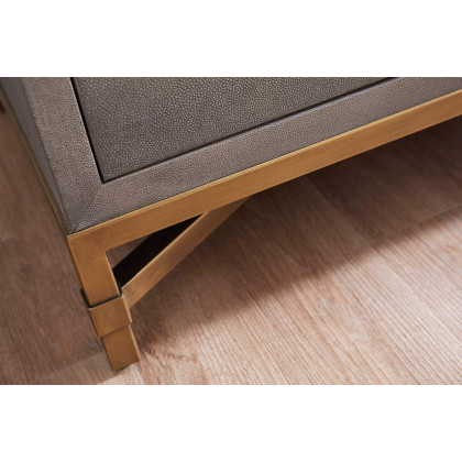 Essentials Traditions Strand Shagreen 6-Drawer Double Dresser - Gray Shagreen, Brushed Gold