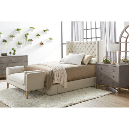 Essentials Traditions Strand Shagreen 6-Drawer Double Dresser - Gray Shagreen, Brushed Gold