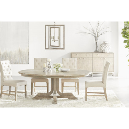 Essentials - Traditions Torrey 60" Round Extension Dining Table in Natural Gray
