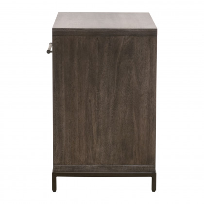 Essentials - Wrenn 1-Drawer Nightstand in Burnished Brown Acacia, Matte White, Antique Bronze