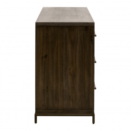 Essentials - Wrenn 6-Drawer Double Dresser in Burnished Brown Acacia, Matte White, Antique Bronze