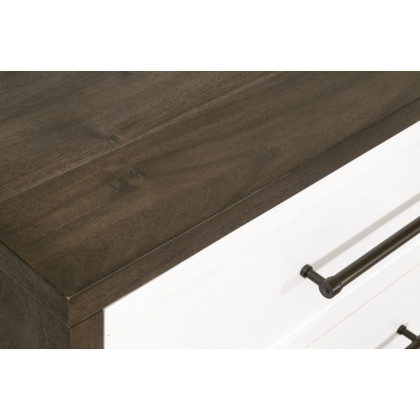 Essentials - Wrenn 6-Drawer Double Dresser in Burnished Brown Acacia, Matte White, Antique Bronze