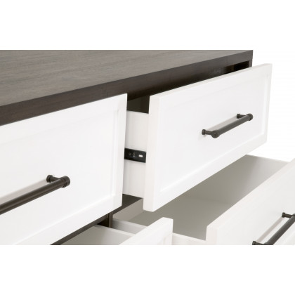 Essentials - Wrenn 6-Drawer Double Dresser in Burnished Brown Acacia, Matte White, Antique Bronze