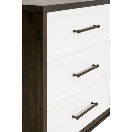 Essentials - Wrenn 6-Drawer Double Dresser in Burnished Brown Acacia, Matte White, Antique Bronze