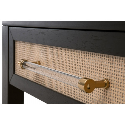 Essentials Traditions Holland 1-Drawer Side Table - Brushed Black Natural Rattan