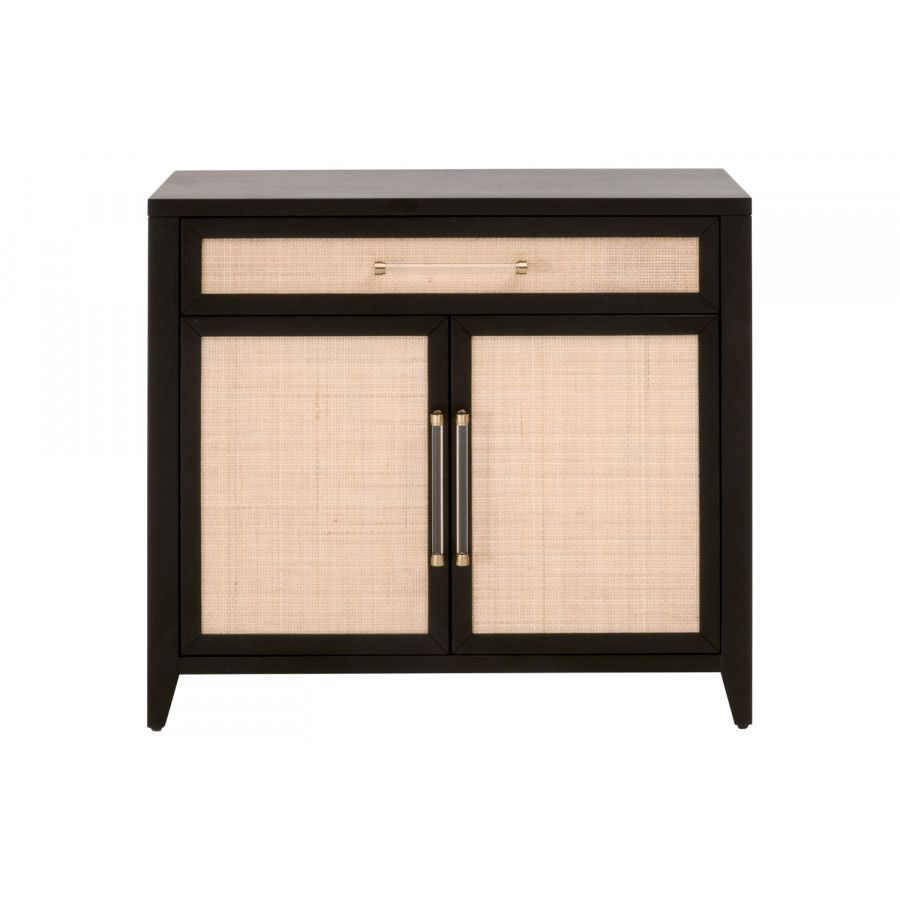 Essentials Holland Media Chest - Brushed Black Natural Rattan