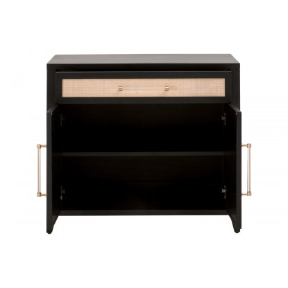 Essentials Holland Media Chest - Brushed Black Natural Rattan