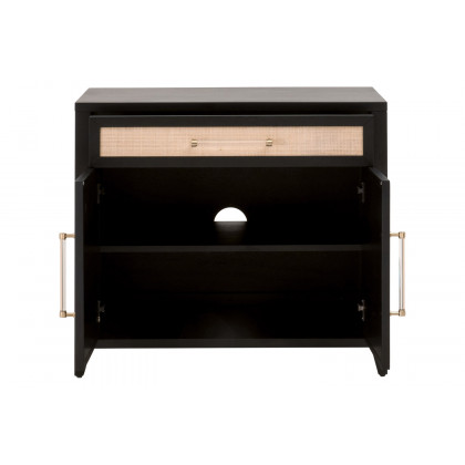 Essentials Holland Media Chest - Brushed Black Natural Rattan