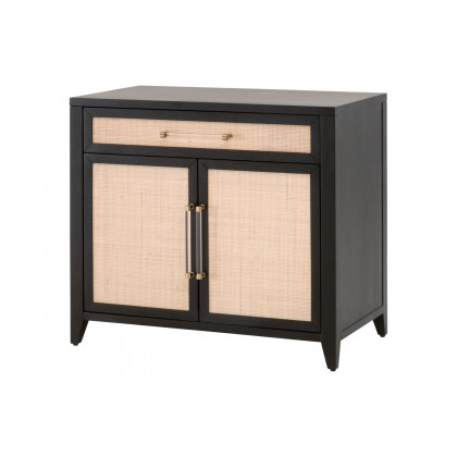 Essentials Holland Media Chest - Brushed Black Natural Rattan