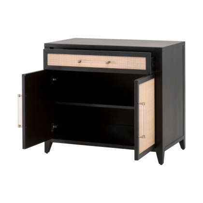 Essentials Holland Media Chest - Brushed Black Natural Rattan