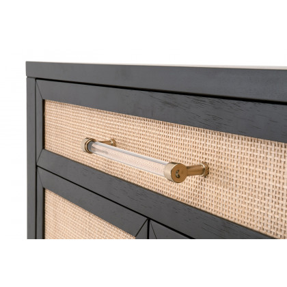Essentials Holland Media Chest - Brushed Black Natural Rattan
