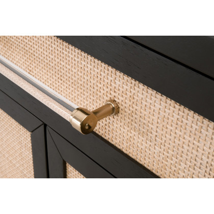 Essentials Holland Media Chest - Brushed Black Natural Rattan