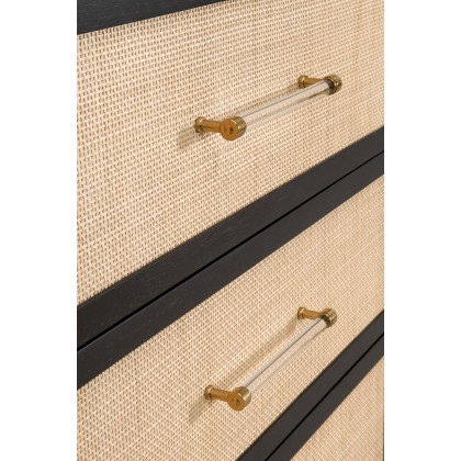 Essentials Traditions Holland 6-Drawer Double Dresser - Brushed Black Natural Rattan