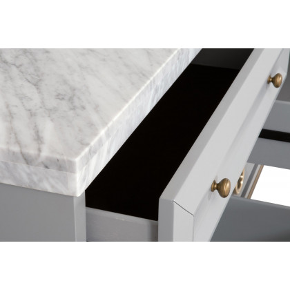 Essentials Traditions Azure Carrera 6-Drawer Double Dresser - Dove Gray, White Carrera Marble, Brushed Gold