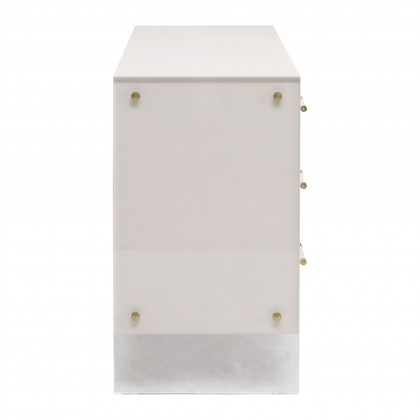 Essentials - Sonia 6-Drawer Double Dresser in Pearl Shagreen, Lucite, Brushed Brass