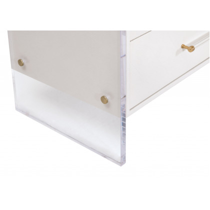 Essentials - Sonia 6-Drawer Double Dresser in Pearl Shagreen, Lucite, Brushed Brass