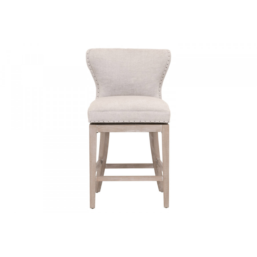 Essentials Milton Swivel Counter Stool - Bisque French Linen Natural Gray Ash