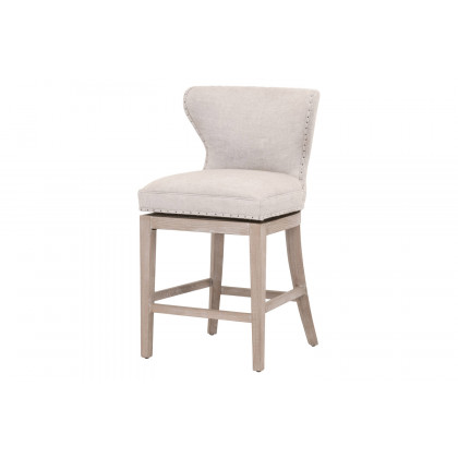 Essentials Milton Swivel Counter Stool - Bisque French Linen Natural Gray Ash