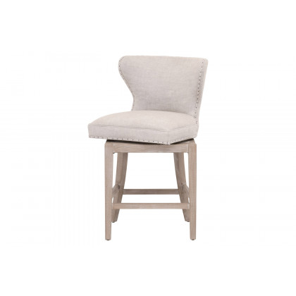 Essentials Milton Swivel Counter Stool - Bisque French Linen Natural Gray Ash