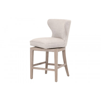 Essentials Milton Swivel Counter Stool - Bisque French Linen Natural Gray Ash