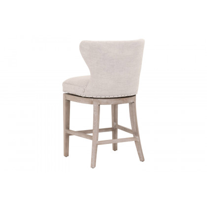 Essentials Milton Swivel Counter Stool - Bisque French Linen Natural Gray Ash
