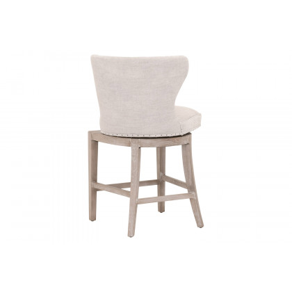 Essentials Milton Swivel Counter Stool - Bisque French Linen Natural Gray Ash