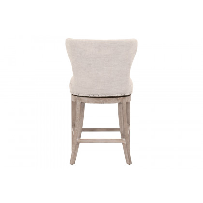 Essentials Milton Swivel Counter Stool - Bisque French Linen Natural Gray Ash