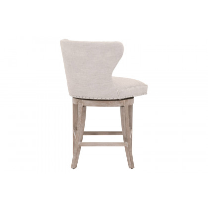 Essentials Milton Swivel Counter Stool - Bisque French Linen Natural Gray Ash