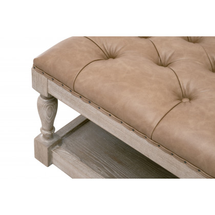 Essentials Townsend Tufted Upholstered Coffee Table - Ivanhoe-Toast, Natural Gray Ash