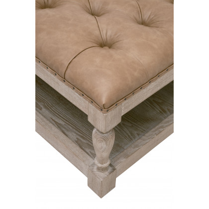 Essentials Townsend Tufted Upholstered Coffee Table - Ivanhoe-Toast, Natural Gray Ash