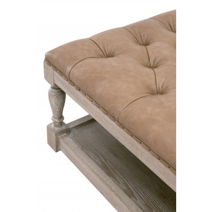 Essentials Townsend Tufted Upholstered Coffee Table - Ivanhoe-Toast, Natural Gray Ash