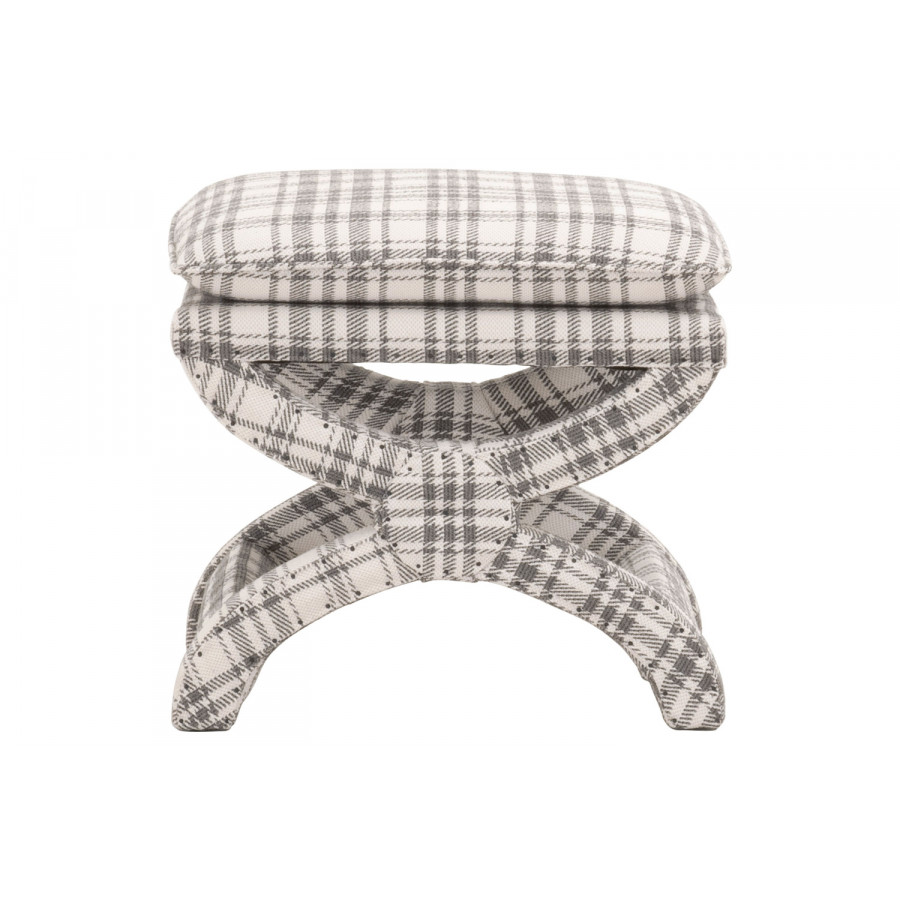 Essentials Gaston Ottoman - Tartan Charcoal