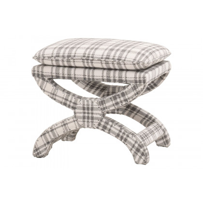 Essentials Gaston Ottoman - Tartan Charcoal