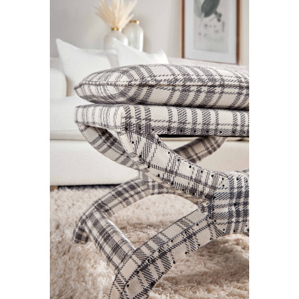 Essentials Gaston Ottoman - Tartan Charcoal